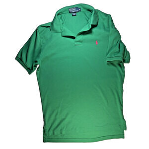 Polo Ralph Lauren polo shirt mens med Green pink logo preppy golf EUC